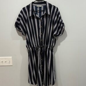 Speed Control Navy and White Striped Mini Dress